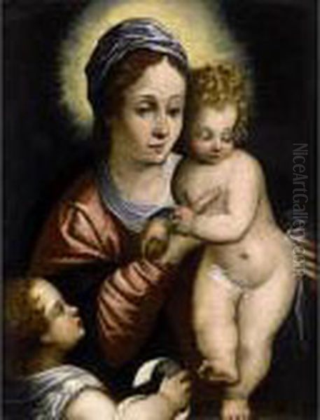 The Madonna And Child With The Infant Saint John The Baptist Oil Painting by Hans Rottenhammer