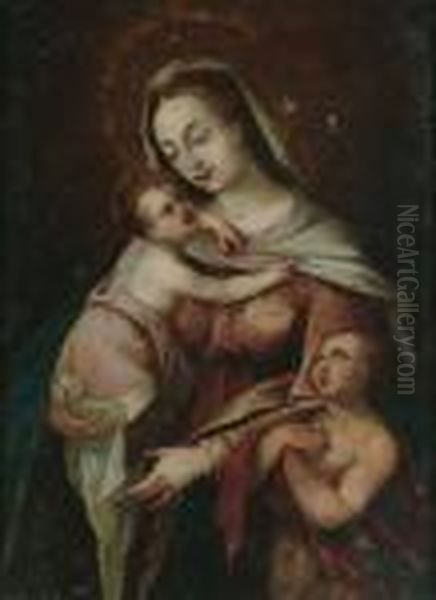 The Madonna And Child With The Young Saint John The Baptist Oil Painting by Hans Rottenhammer