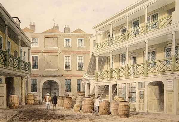 The Bell Inn, Aldersgate Street, 1851 Oil Painting by Thomas Hosmer Shepherd