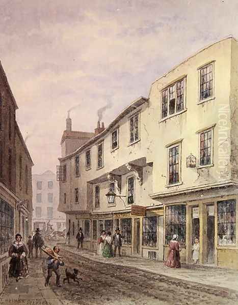 Old House at the Entrance to Leather Lane, 1857 Oil Painting by Thomas Hosmer Shepherd