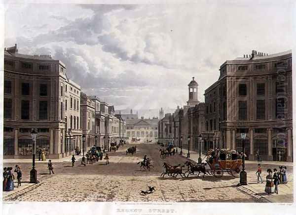 Regent Street, from Piccadilly, engraved by J. Bluck fl.1791-1831, pub. 1822 by Ackermanns Repository of Arts Oil Painting by Thomas Hosmer Shepherd