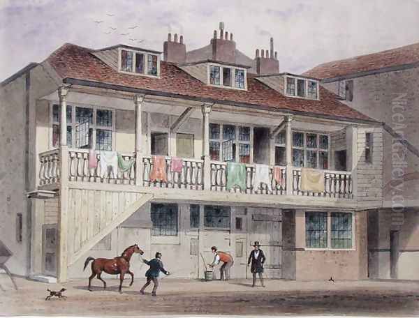 View of the Black Lion Inn, Whitefriars Street, c.1855 Oil Painting by Thomas Hosmer Shepherd