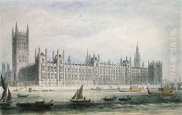 The Houses of Parliament Oil Painting by Thomas Hosmer Shepherd