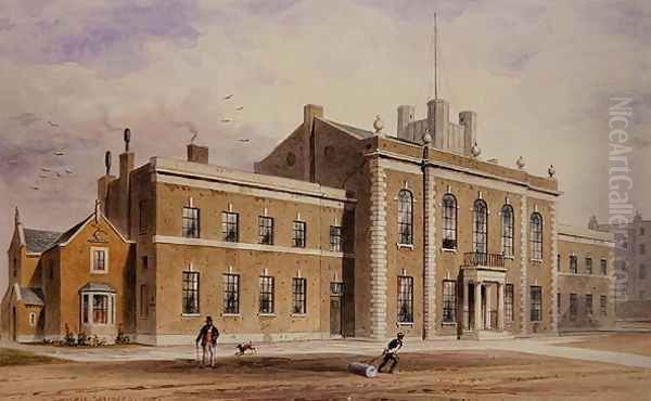 Royal Artillery House, Finsbury Square, 1851 Oil Painting by Thomas Hosmer Shepherd