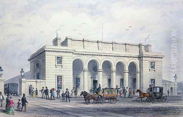 The South-Western Railway Station at Nine Elms Vauxhall, 1856 Oil Painting by Thomas Hosmer Shepherd