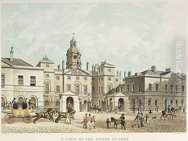 A view of the Horse Guards from Whitehall engraved by J.C Sadler Oil Painting by Thomas Hosmer Shepherd