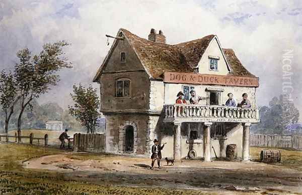 A View of the Old Dog and Duck, St. Georges Fields Oil Painting by Thomas Hosmer Shepherd