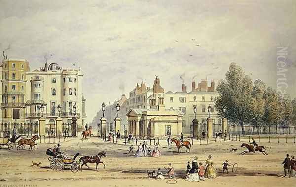 Grosvenor Gate and the New Lodge, 1851 Oil Painting by Thomas Hosmer Shepherd