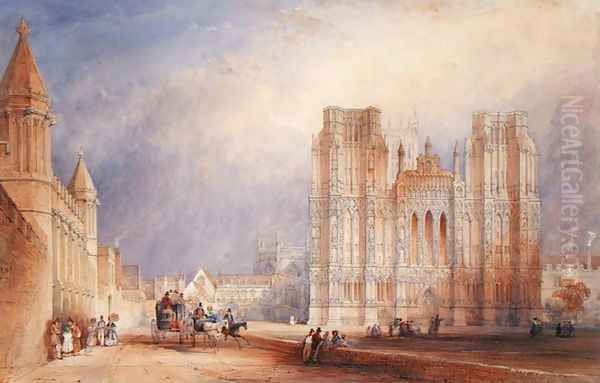 Wells Cathedral Oil Painting by Thomas Hosmer Shepherd