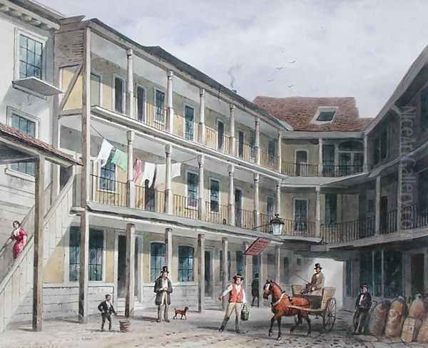 View of Blue Boar Inn yard, no.30 Aldgate, c.1850 Oil Painting by Thomas Hosmer Shepherd