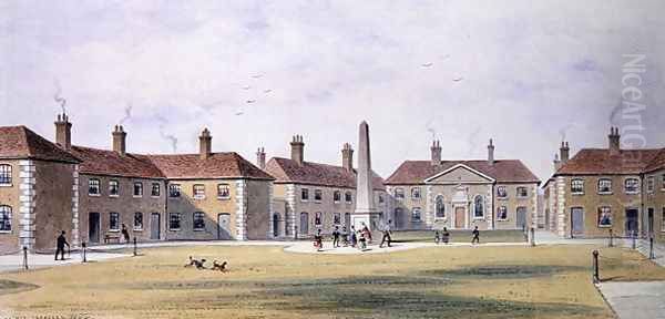 View of Charles Hoptons Alms Houses, 1852 Oil Painting by Thomas Hosmer Shepherd