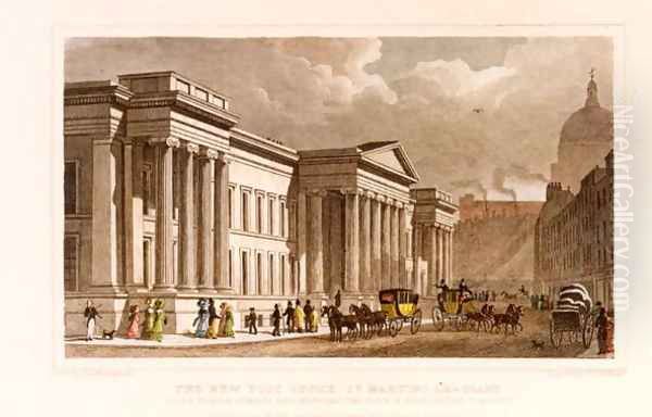 The New Post Office, St. Martins le Grand, engraved by William Tombleson born c.1795, published by Jones & Co., 30th August, 1828 Oil Painting by Thomas Hosmer Shepherd