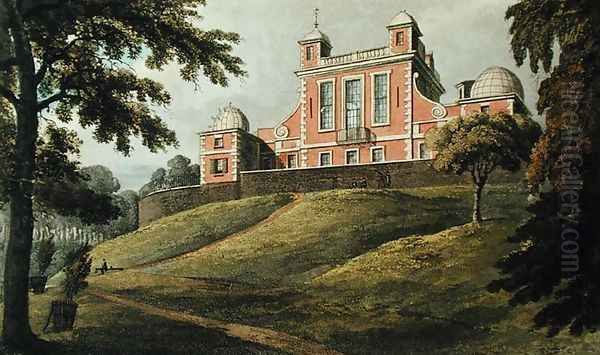 Flamstead House, from Ackermanns Repository of Arts, published c.1826 Oil Painting by Thomas Hosmer Shepherd