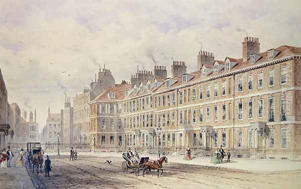 South Side of Queen Square, 1851 Oil Painting by Thomas Hosmer Shepherd