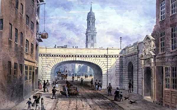 Entrance to Old Fishmongers Hall from Thames St. Oil Painting by Thomas Hosmer Shepherd