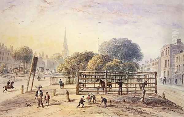 View of Islington Pound, 1850 Oil Painting by Thomas Hosmer Shepherd