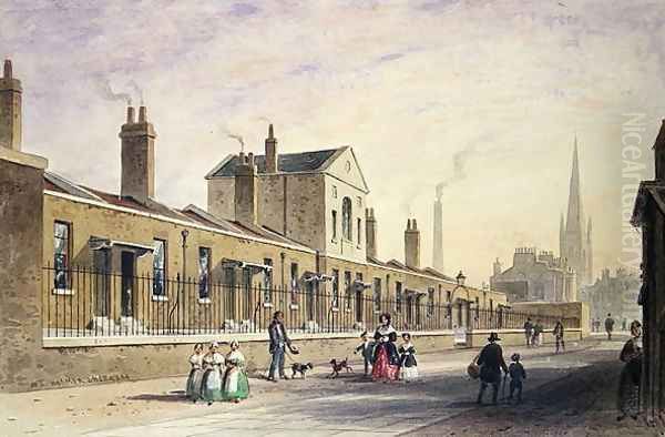 Palmers Alms Houses, Tothill Fields Oil Painting by Thomas Hosmer Shepherd