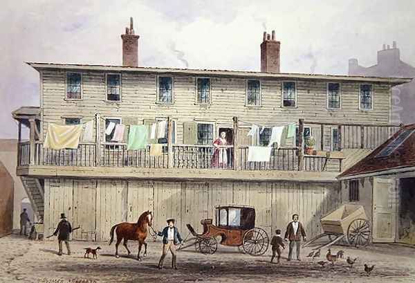 The Old Vine Inn, Aldersgate Street, 1855 Oil Painting by Thomas Hosmer Shepherd