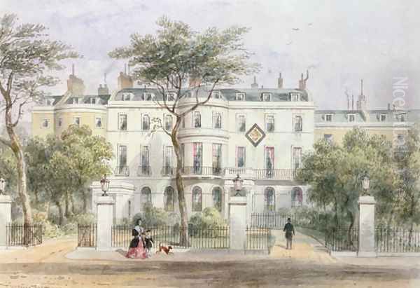 West front of Sir Robert Peels House in Privy Garden 1788-1850 1851 Oil Painting by Thomas Hosmer Shepherd