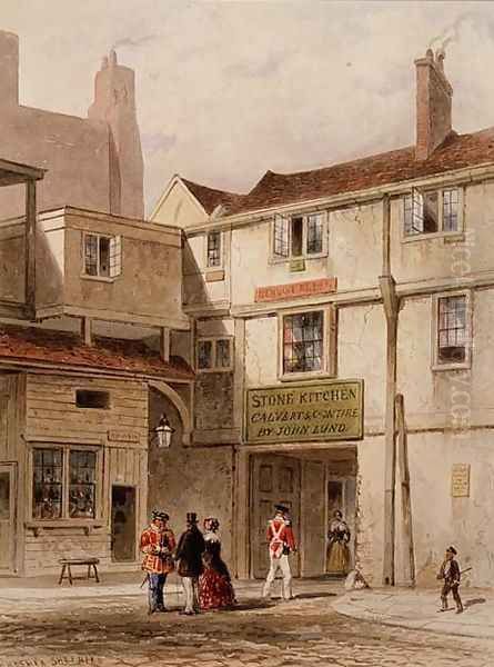 The celebrated canteen in the Tower - called The Stone Kitchen - pulled down 1827 Oil Painting by Thomas Hosmer Shepherd