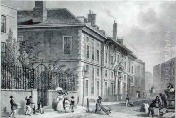 View of the Goldsmiths Hall from Foster Lane, c.1827 Oil Painting by Thomas Hosmer Shepherd