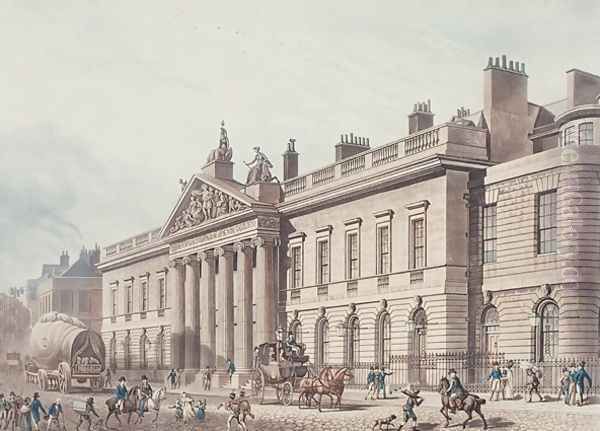 East India House, engraved by Joseph Constantine Stadler fl.1780-1812, pub. by Ackermanns Repository of Arts Oil Painting by Thomas Hosmer Shepherd