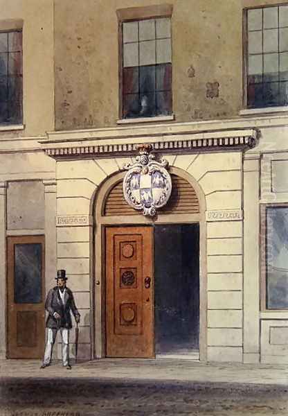 The Entrance to Tallow Chandlers Hall, 19th Oil Painting by Thomas Hosmer Shepherd