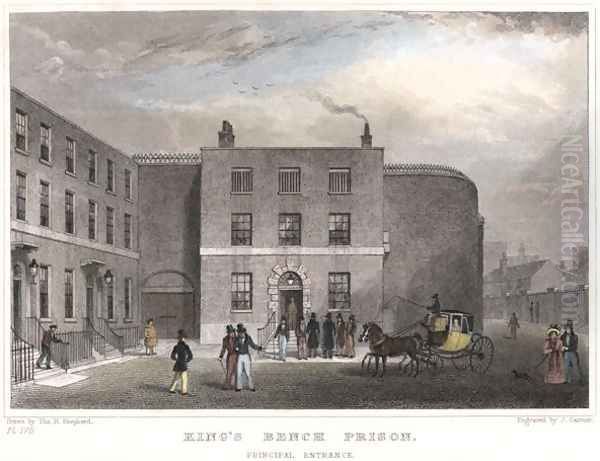 Principal entrance to Kings Bench Prison, engraved by J. Garner Oil Painting by Thomas Hosmer Shepherd