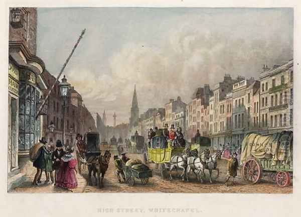 High Street, Whitechapel, from Holmes Great Metropolis by T. Holmes, 1851 Oil Painting by Thomas Hosmer Shepherd