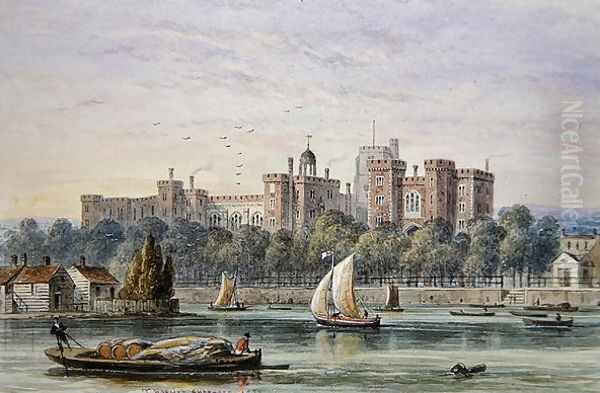 View of Lambeth Palace from the Thames, 1837 Oil Painting by Thomas Hosmer Shepherd