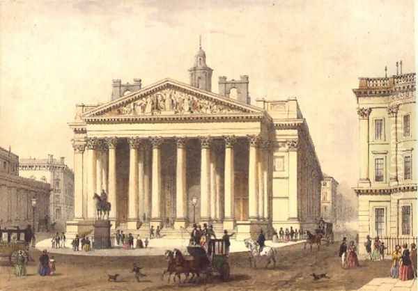 The Royal Exchange, engraved by Charles-Claude Bachelier fl.1830-60, pub. 1854 by E. Gambart and Co. Oil Painting by Thomas Hosmer Shepherd