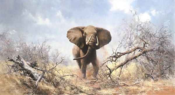 Bull Elephant Oil Painting by Thomas Hosmer Shepherd