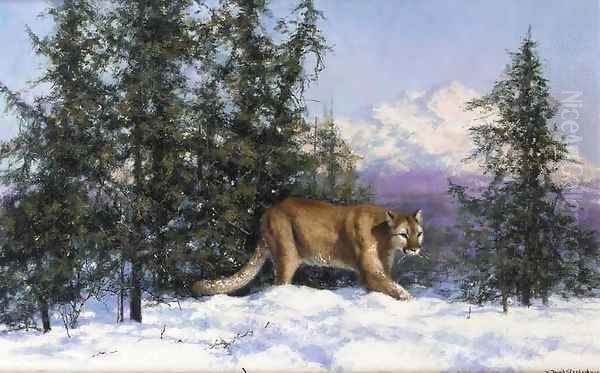 Mountain Lion Oil Painting by Thomas Hosmer Shepherd