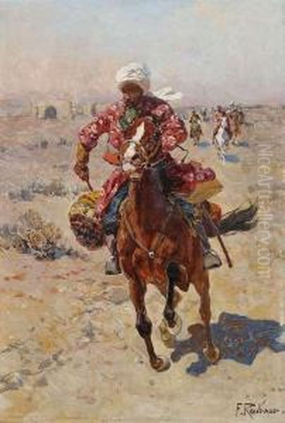 Circassian Horsemen. Oil Painting by Franz Roubaud