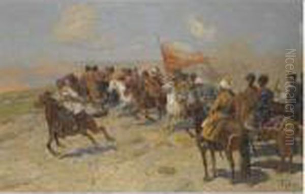 The Attack Oil Painting by Franz Roubaud