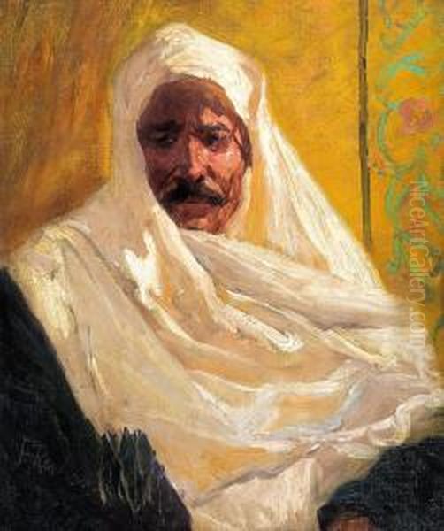 Sheikh Arabic Oil Painting by Franz Roubaud