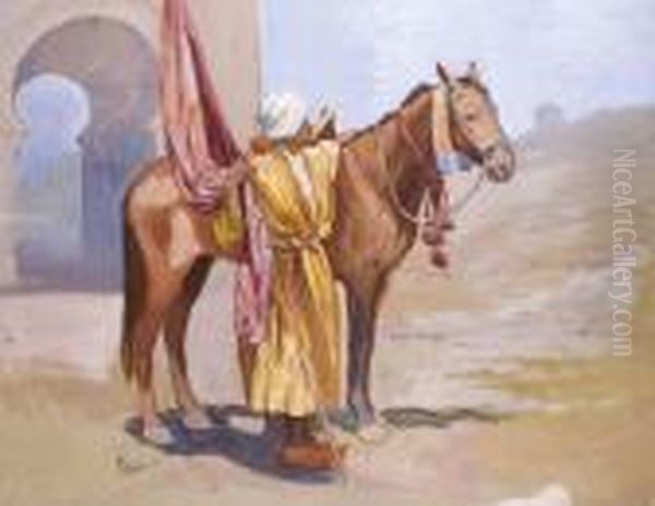 Cavalier Et Son Cheval Oil Painting by Franz Roubaud