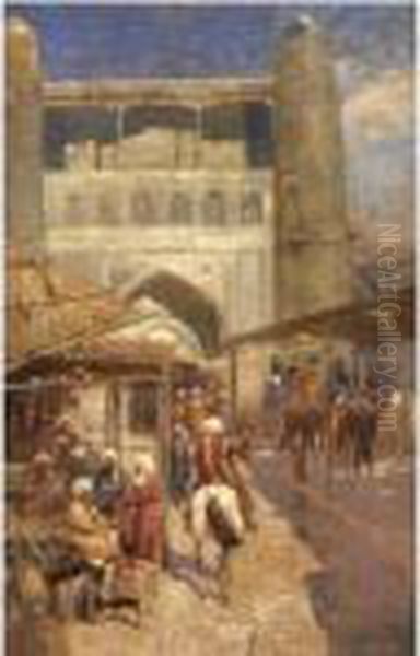 Oriental Market Oil Painting by Franz Roubaud