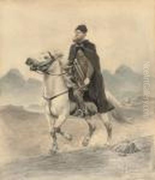 Cossack Horseman Oil Painting by Franz Roubaud