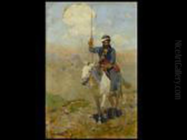 Tscherkesse Zu Pferd Oil Painting by Franz Roubaud