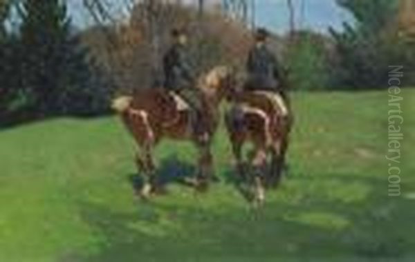 Pair Of Riders. Oil Painting by Franz Roubaud