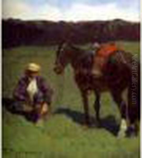 Cavalier Et Sa Monture Oil Painting by Franz Roubaud