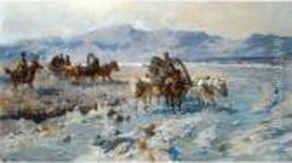 Tsar Alexander Iii Travelling Through The Caucasus Oil Painting by Franz Roubaud