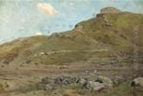 A Caucasian Landscape Oil Painting by Franz Roubaud