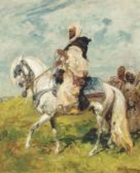 A Chieftan On A White Stallion Oil Painting by Henri Julien Rousseau