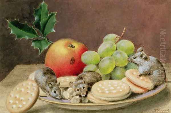 A Christmas Feast for Mice Oil Painting by John Sherrin