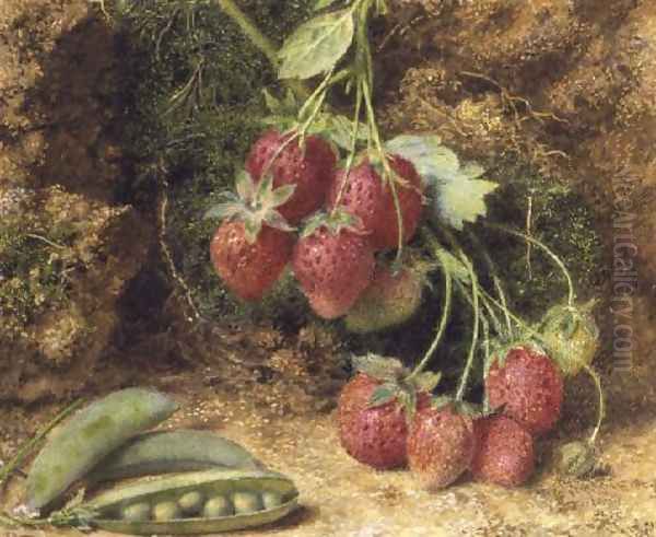 Strawberries and Peas Oil Painting by John Sherrin