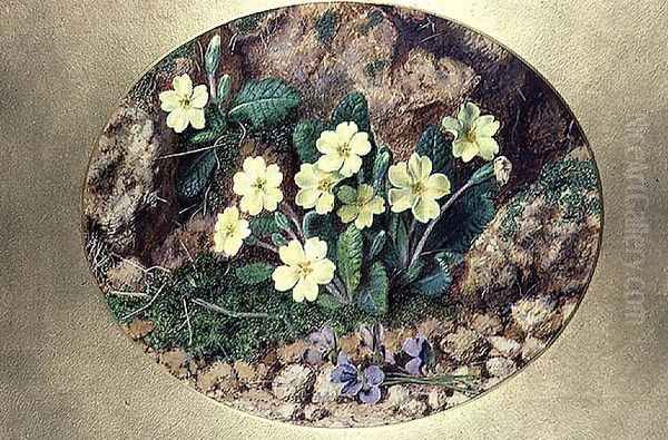 Primroses and Violets Oil Painting by John Sherrin