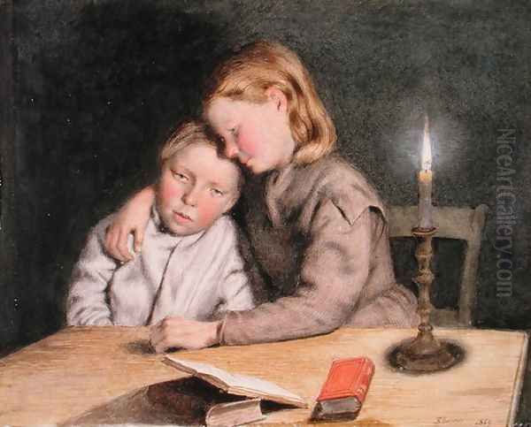 The Bedtime Story Ended, 1869 Oil Painting by John Sherrin