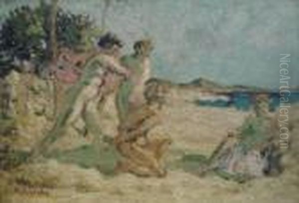 Nymphes Et Hommes Sur La Plage Oil Painting by Ker Xavier Roussel